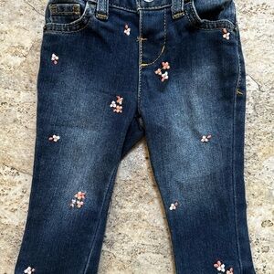 Cat & Jack Blue Denim Jeans with Floral Embroidery